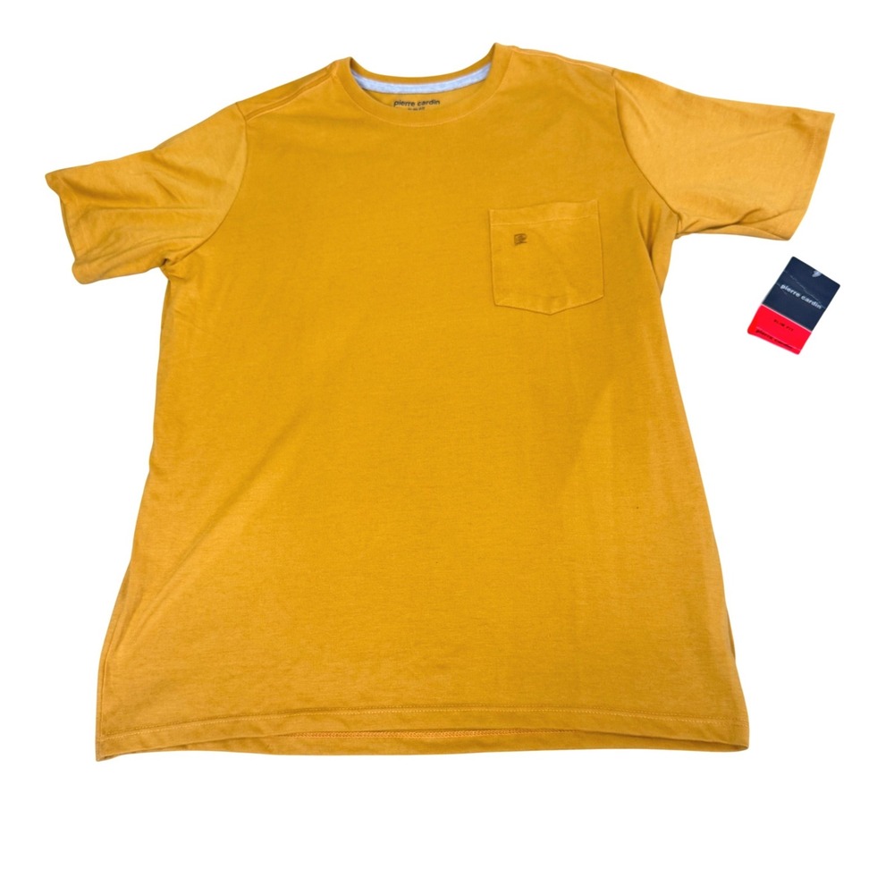 Pierre Cardin T-Shirt Mens Size M Slim Fit Pocket Short Sleeve‎ Mustard Yellow